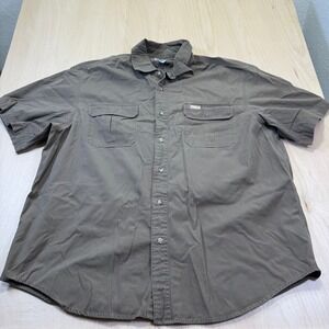 Carhartt Men's XL Tan‎ Short Sleeve Button Up Work Shirt 100% Cotton Relaxed Fit